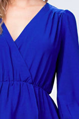 Hannah Royal Blue Long Sleeve Wrap Dress