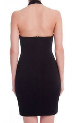Selena Black Mock Neck Halter Dress