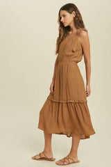 Why Wait Gucci Brown Tie-Strap Midi Dress
