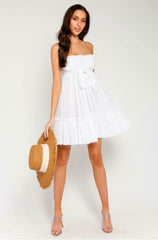 Canyon Sunset White Strapless Mini Dress