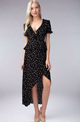 Becca Black Floral Two-Piece Midi Dress