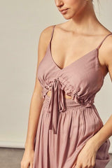 Sweet and Flirty Dusty Mauve Tiered Maxi Dress