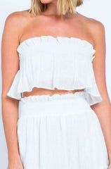 Isabella White Strapless Two-Piece Midi Dress