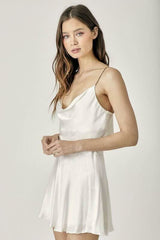 Selma White Satin Two-Piece Mini Dress