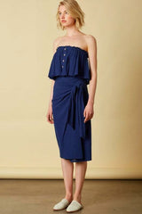 Lagoon Navy Strapless Two-Piece Midi Dress Set