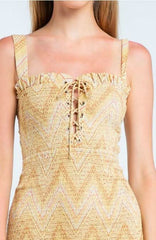 Ligia Yellow Chevron Print Smocked Mini Dress