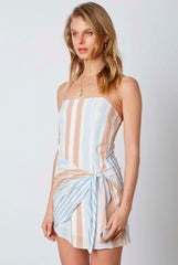 Sunshine Day Chambray Stripe Print Mini Dress