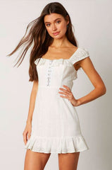 All You Give White Eyelet Hook & Eye Mini Dress
