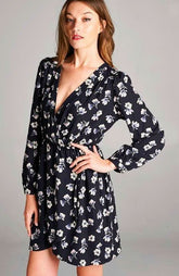 Sonoma Navy Floral Print Wrap Dress