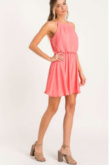 Feeling Flirty Pink Blouson Skater Dress