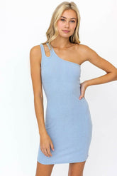 Fancy That Light Blue One-Shoulder Bodycon Mini Dress