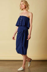 Lagoon Navy Strapless Two-Piece Midi Dress Set