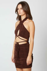 Up The Appeal Espresso Cutout Bodycon Mini Dress