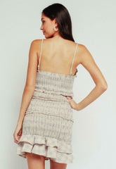 Rhea Cream Plaid Smocked Ruffle Mini Dress