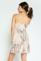 Canyon Sunset Taupe Snake Strapless Mini Dress