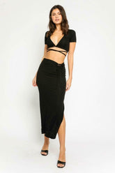 Style Iconic Black Two-Piece Midi Dress