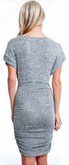 Revolve Heather Grey Bodycon V-Neck Tee Dress