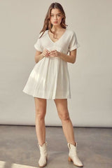 I Need You More White V-Neck Romper Dress