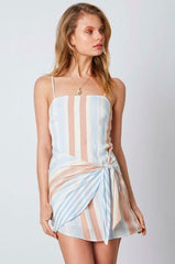 Sunshine Day Chambray Stripe Print Mini Dress