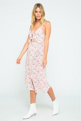 Buttercup Bouquet White Floral Double Tie-Front Sleeveless Dress