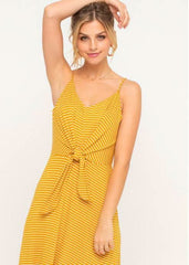Consider This Mustard and White Striped Maxi Tank Dress