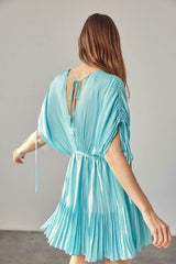 Kayla Milky Blue Dolman Short Sleeve Mini Dress
