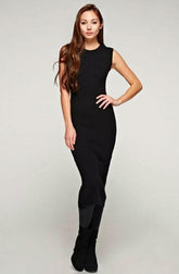 Would You Mind Black Ribbed Knit Crew Neck Sweater Dress