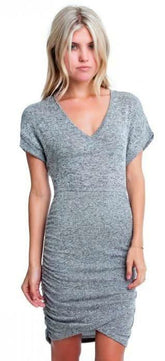 Revolve Heather Grey Bodycon V-Neck Tee Dress