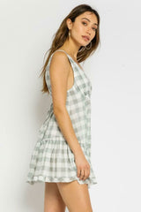 Days Of Summer Mint and White Gingham Print Swing Dress