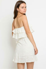 Sunshine Will Follow White Eyelet Strapless Mini Dress