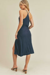 Lush Elena Denim Blue Midi Wrap Dress