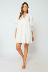 Edwina White Eyelet Shift Dress