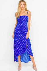 Kayla Cobalt Blue Polka Dot Midi Dress
