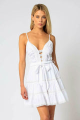 Annalise White Lace Trim Dress