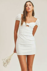 Athena White Cap Sleeve Bodycon Mini Dress