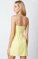Laura Lemon Yellow Ruffle Wrap Mini Dress