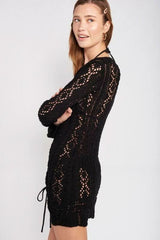 Before You Go Black Sheer Crochet Swim Cover-Up