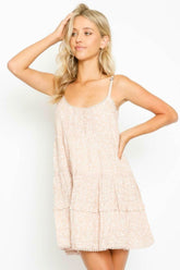 Evie Khaki Leaf Print Tank Dress