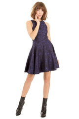 Sugarlips Midnight in Paris Black Jacquard Print Skater Dress