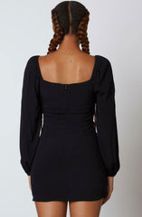 Out Together Black Long Sleeve Mini Dress