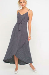 Consider This Navy Blue and White Striped Maxi Tank Dress
