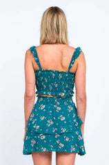 Gina Green Floral Print Two-Piece Dress