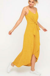 Consider This Mustard and White Striped Maxi Tank Dress