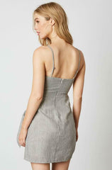 Tina Cream and Black Striped Side Tie Mini Dress