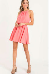 Feeling Flirty Pink Blouson Skater Dress