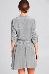 Emily Black and White Striped Skater Shirt Dress