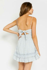 Instant Charmer Light Blue Eyelet Mini Dress