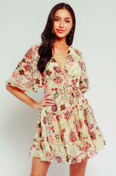 Jess Wild Botanical Floral Print Ruffle Dress