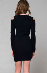 Chelsea Black Bodycon Cold Shoulder Dress
