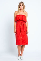 In Your Dreams Red Strapless Midi Dress